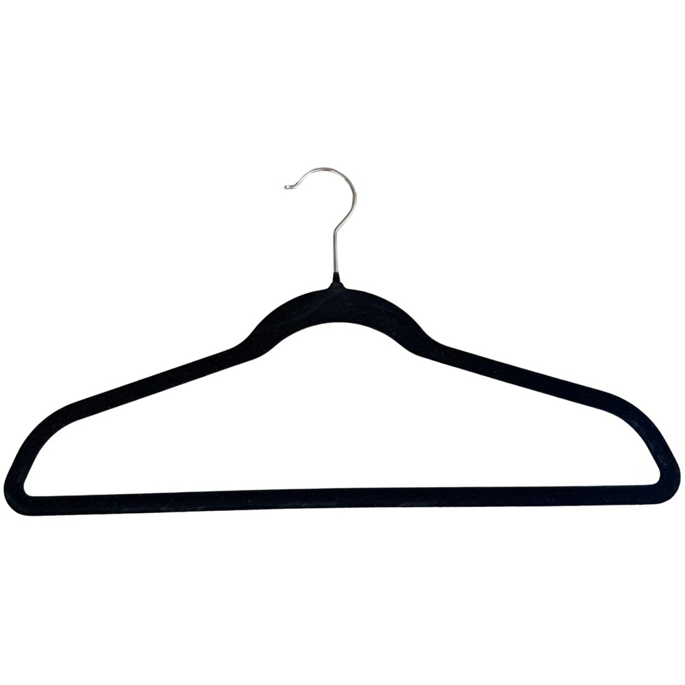 50 Pack Flocked Hangers Closet Space Saving Sturdy Non Slip Slim Design Black - Picture 8 of 13